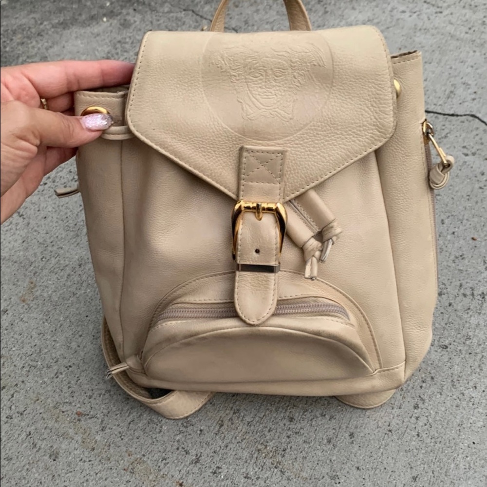 Versace vintage crème color mini backpack